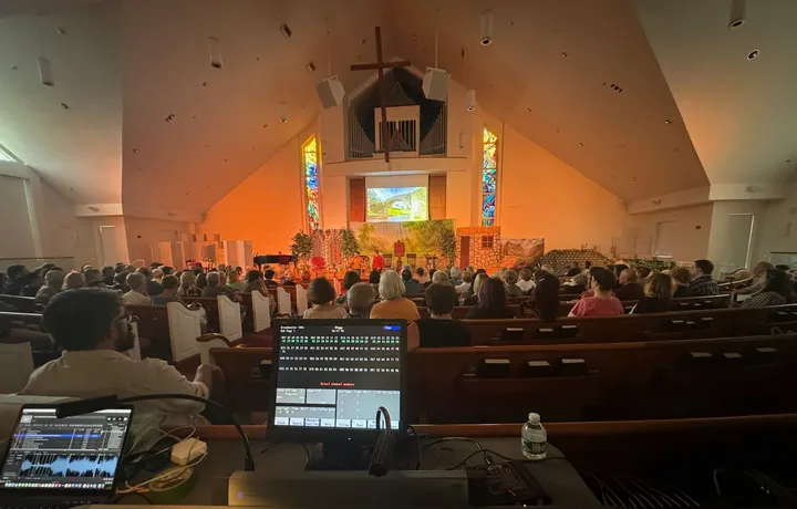 Professional audio setup for a house of worship service